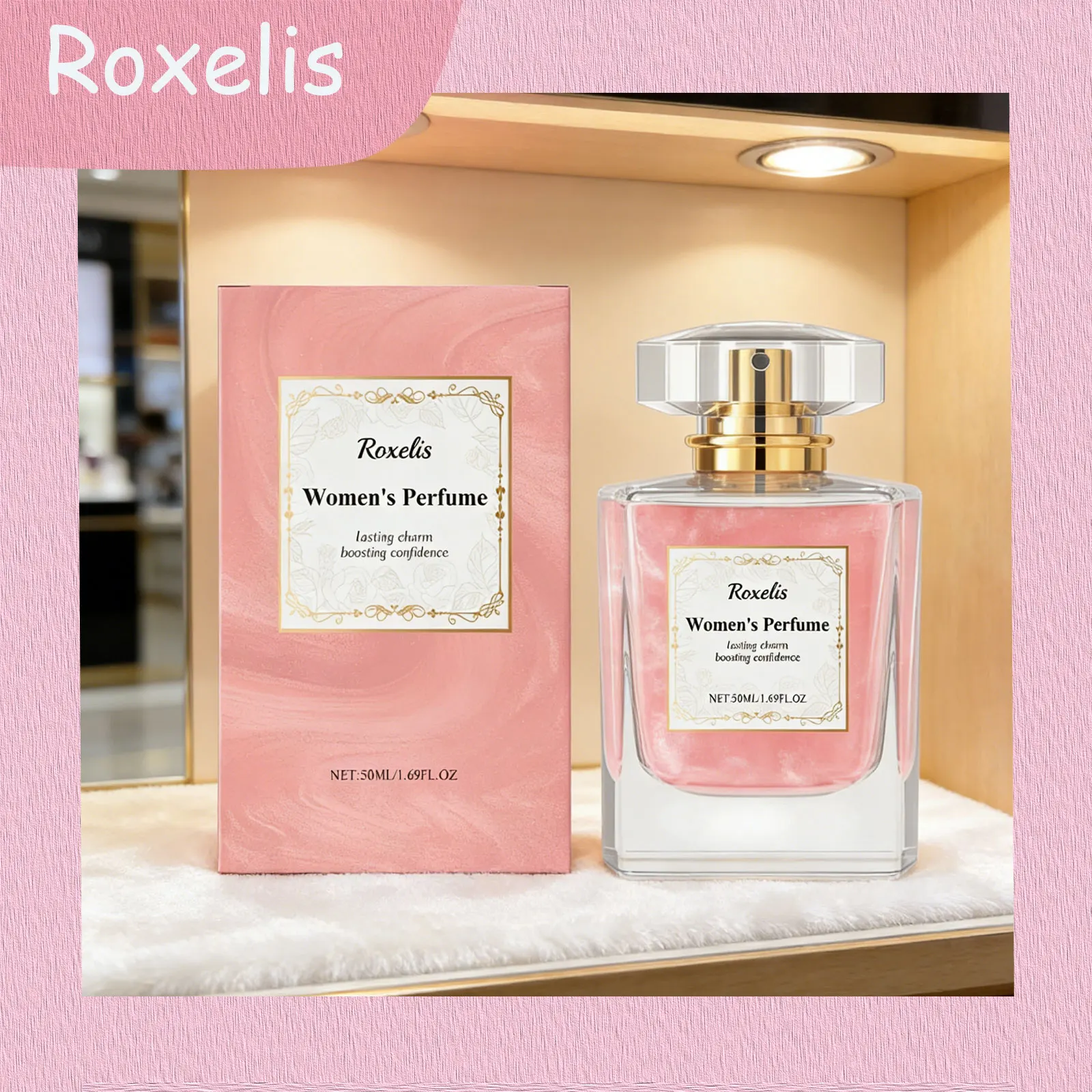 Profumo da donna alla rosa da 50 ml, fragranza floreale leggera, lunga durata, elegante e romantica, ideale per appuntamenti e per l'uso quotidiano. Profumo di lusso per donna._voghion.com