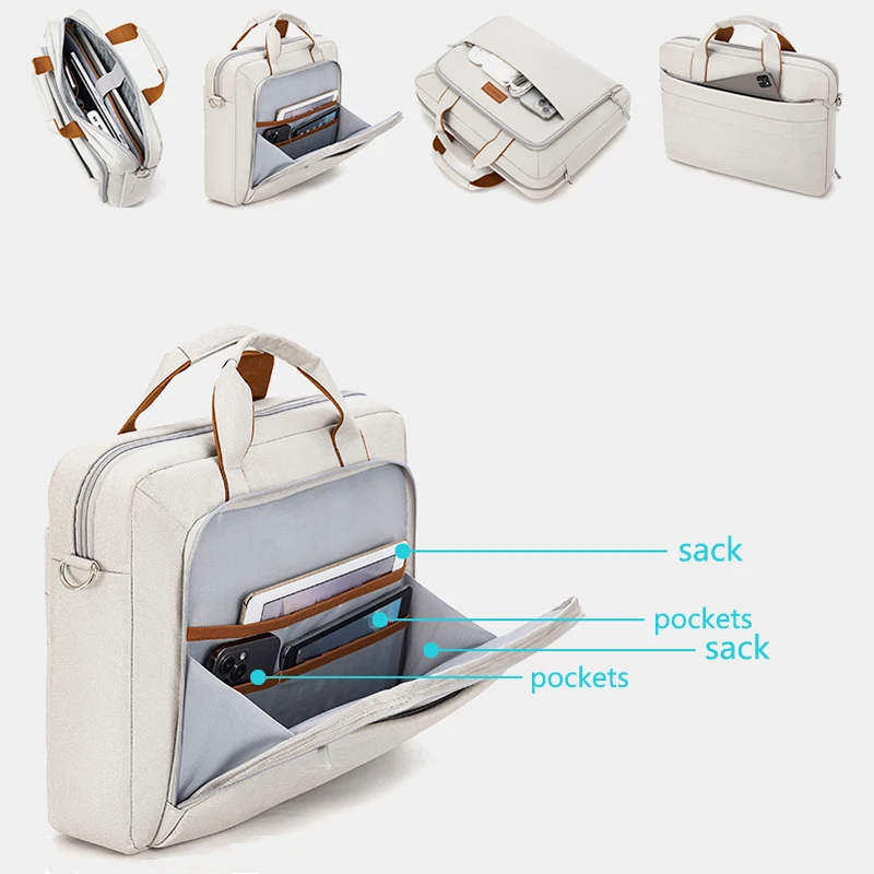Borsa per computer di grandi dimensioni, valigetta da pendolarismo alla moda con cuscino d'aria, avvolge completamente lo scomparto del computer - immagine 5