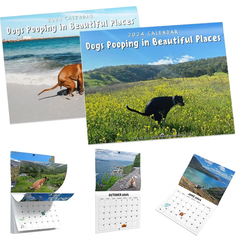 Funny Dog Pooping Wall Calendar Gift for Friends Family Neighbors Coworkers Relatives Loved Ones wall calendar