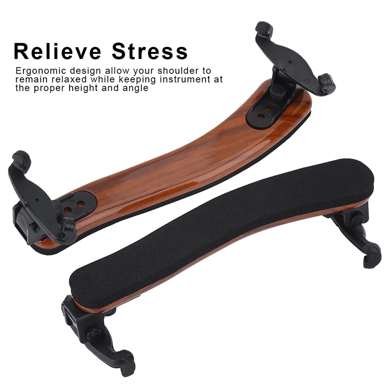 Violin Shoulder Rest Plastic Padded Solid Wood Coffee Single Board Adjustable 3/4 4/4 Fiddle Parts Accessory Violin Shoulder Pad