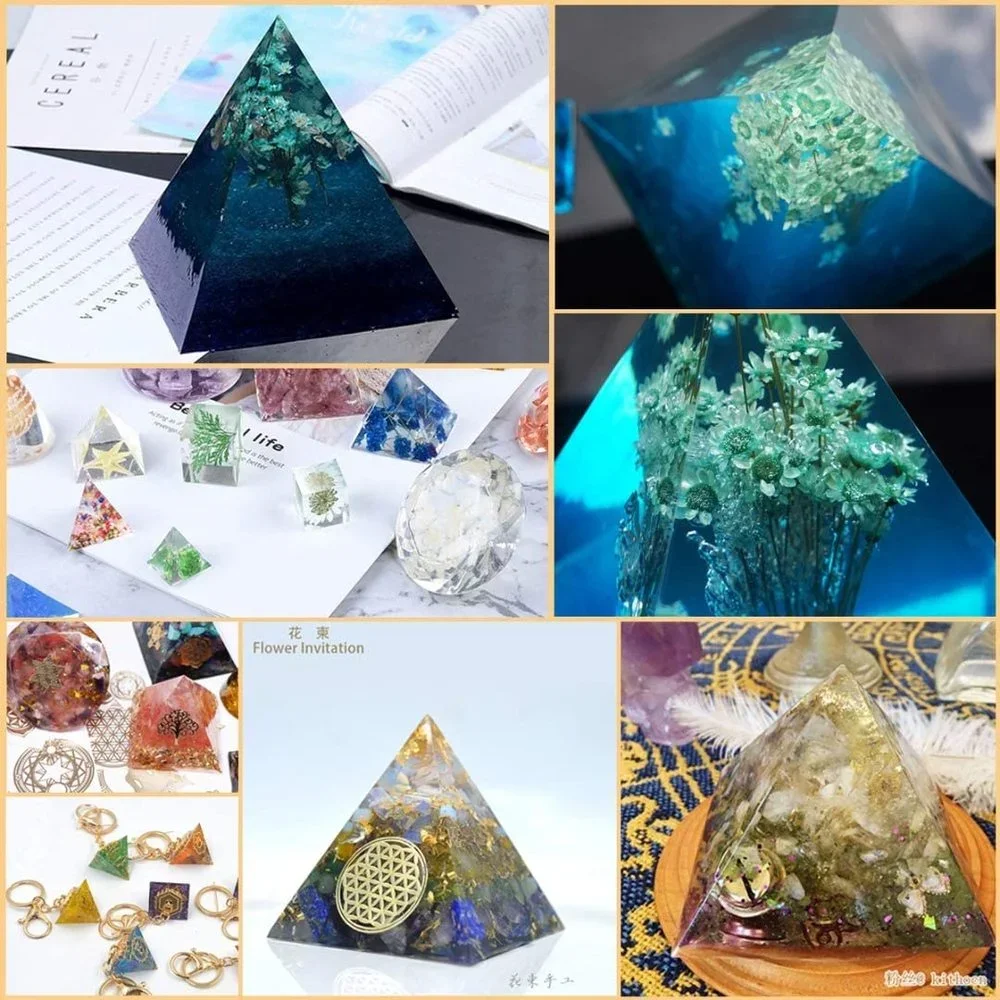 1PCS 5 Sizes Pyramid Jewelry Casting Molds Silicone Resin DIY Jewelry Craft Making Epoxy Resin Mold Supplies قوالب سيلكون