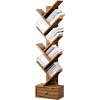 Pipishell Tree Bookshelf with Drawer, 8-Tier Vertical Bookshelf, Modern Bookcase, Book Shelf Organizer for Living Room, Bedroom 1