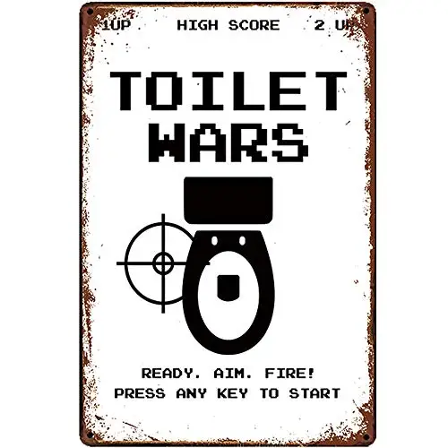 

Original Retro Design Toilet Wars Tin Metal Signs Wall Art | Thick Tinplate Print Poster Wall Decoration