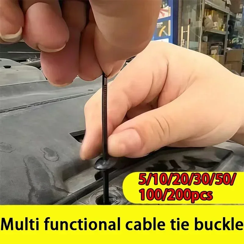 Universal Nylon Cable Tie Buckle Auto Fastener Screw Replacement Clip Car Fender Trunk Engine Guard Panel Wire Management Secure