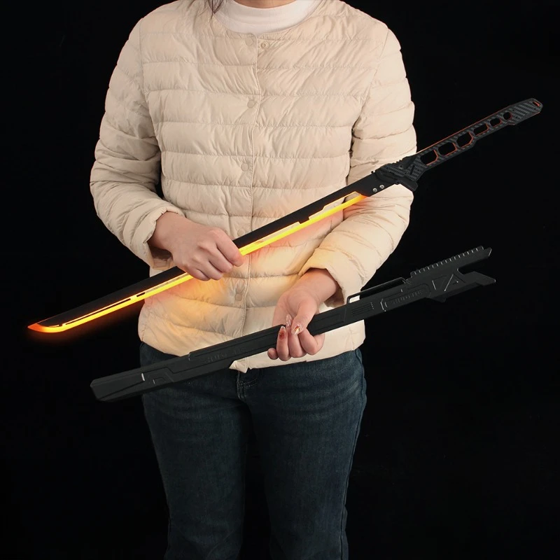 80cm Cyber 2077 Thermal Samurai Blade Model Hair Light Sword Cosplay Prop Function Wind Belt Sheath Blade Acrylic Birthday Gifts cosplay sword,cosplay prop,cosplay toy