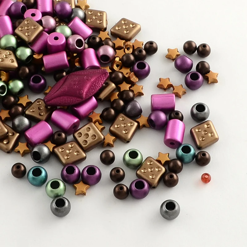 

500g Mixed Acrylic Beads Mixed Color 6~28x6~15x3~8mm Hole: 1~4mm