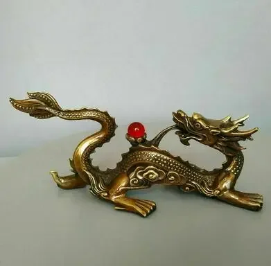 

Chinese brass Copper Myth Figurine Wealth Fly Dragon copper Statue