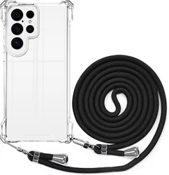 Transparent Crossbody Phone Case with Adjustable Neck Strap and Shock - Absorbing Design - Samsung S26 (Clear)