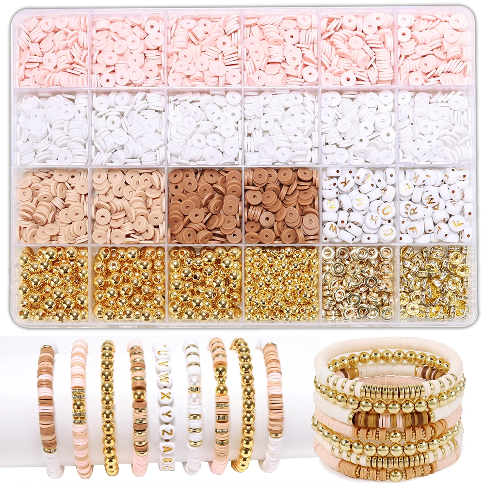 Clay Beads Bracelet Kit Friendship Bracelet Making Kit For Girls Golden  Letter Beads Pink White Clay Beads Kit For DIY Making - AliExpress