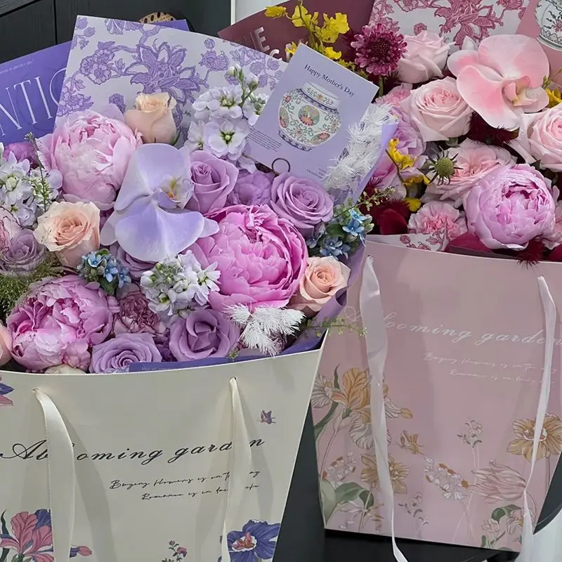 New Fre Handmade Floral Arrangement Gift Box T-ape Handbag Flouquet Paaging Material for Qui Flower very