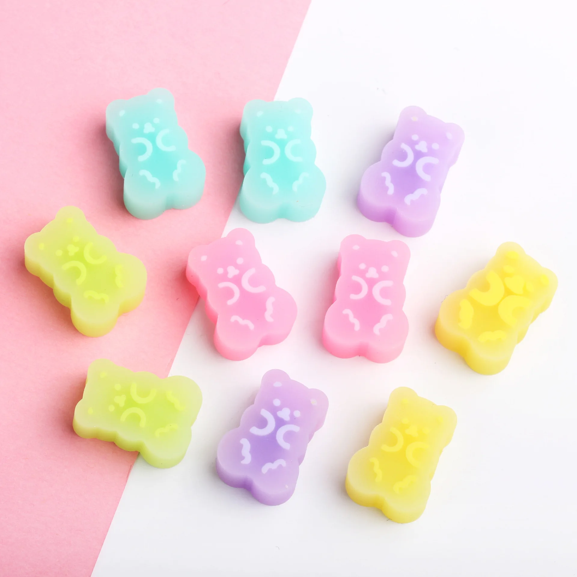 5 Pcs/bag Translucent Solid Color Bear Eraser Soft Easy to Wipe Children's Learning Rubber Cartoon Erasers Stationery