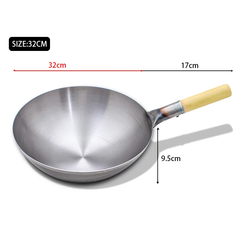 WRMIGN Wok Hotel Chef Special Large Wok Home 50cm Biaural Big Iron Pot  Vintage Extra Large Cooked Iron Commercial Pot 36cm