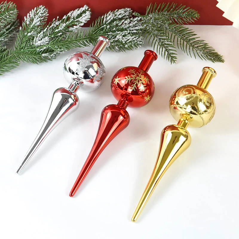 23cm Christmas Tree Topper Red Gold Silver Tip Shaped Ornaments Gourd Ball Hanging Pendant Xmas Decor for Home Navidad christmas tree decoration