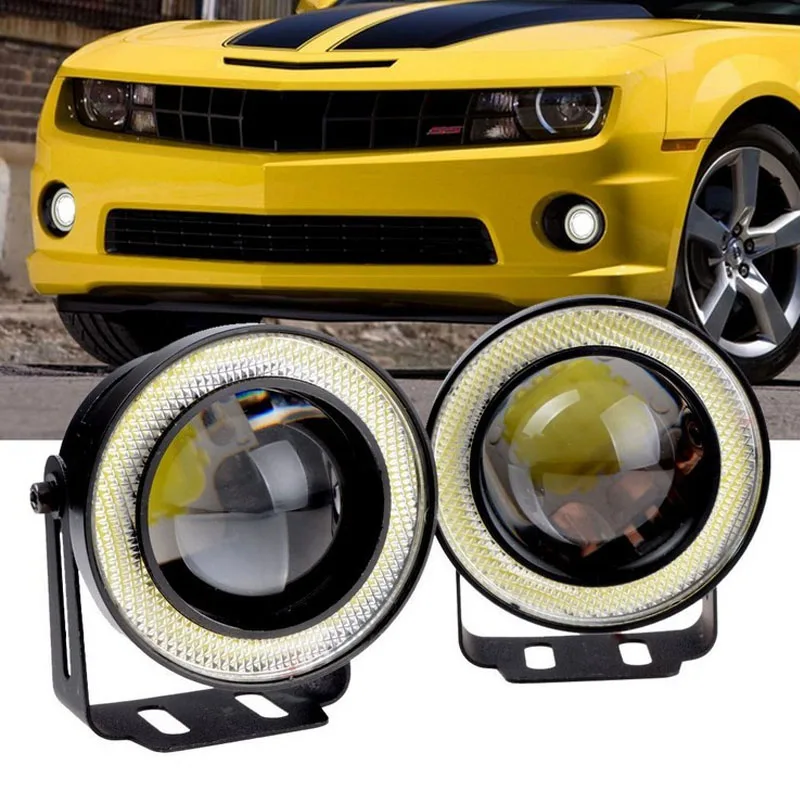 

3.5 3.0 2.5 Inch COB Angel Eyes Fog Lights Led Car Headlight Lamp DRL Universal Daytime Running Light 89mm 76mm 64mm Fog Lamp