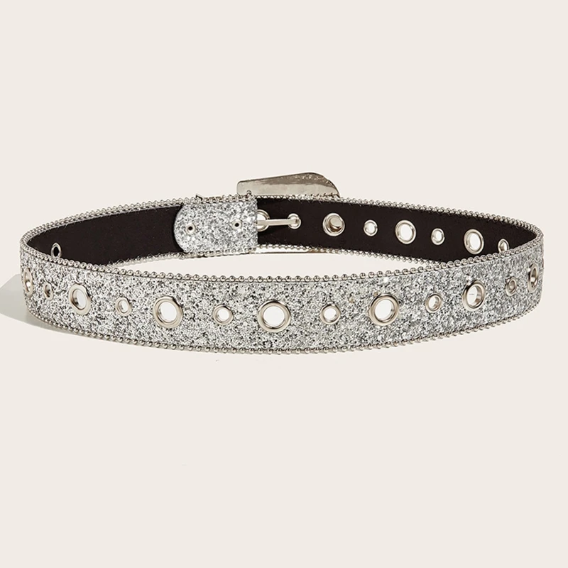 

Goth Rhinestone Belts Women PU Leather Strap Rhinestone Belts Western Cowboy Y2K Girls Fashion Belt for Jeans Men