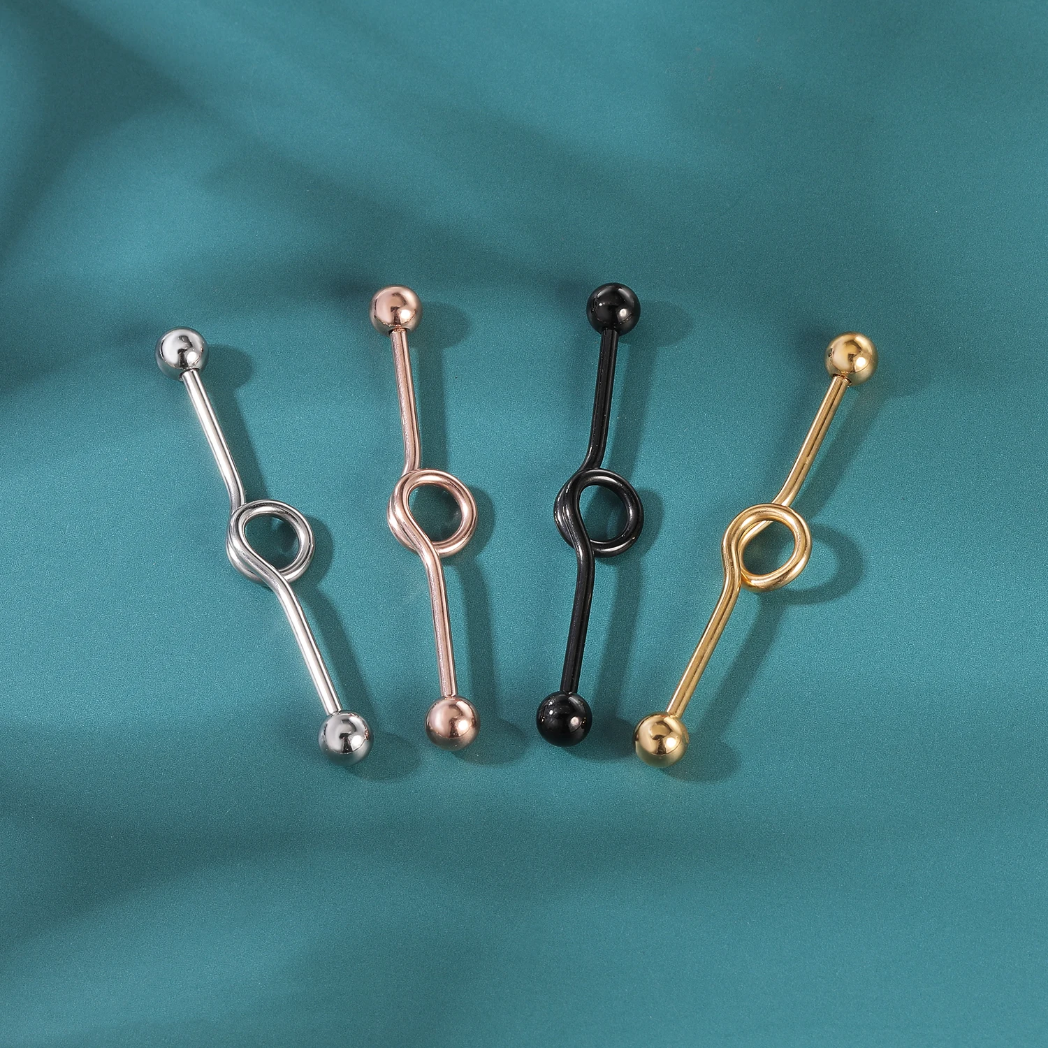 AOEDEJ 14G Industrial Barbell Piercing Set Pearl Zircon Industrial Jewelry Stainless Steel Cartilage Helix Piercings Earring 2