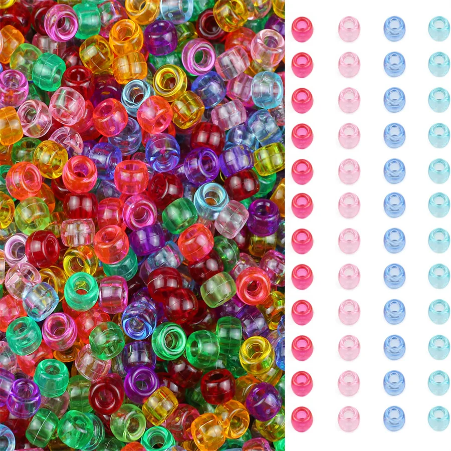 VOOMOLOVE 1000 perline pony in plastica per bracciali, trecce di capelli e artigianato, 6 x 9 mm, colore: rosso/bianco/verde
