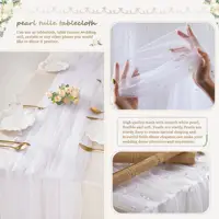 White Tulle Table Runner Pearl Tulle Tablecloth White Tablecloth Wedding Veil Fabrics for Wedding Arch Dessert Table Decorations 3