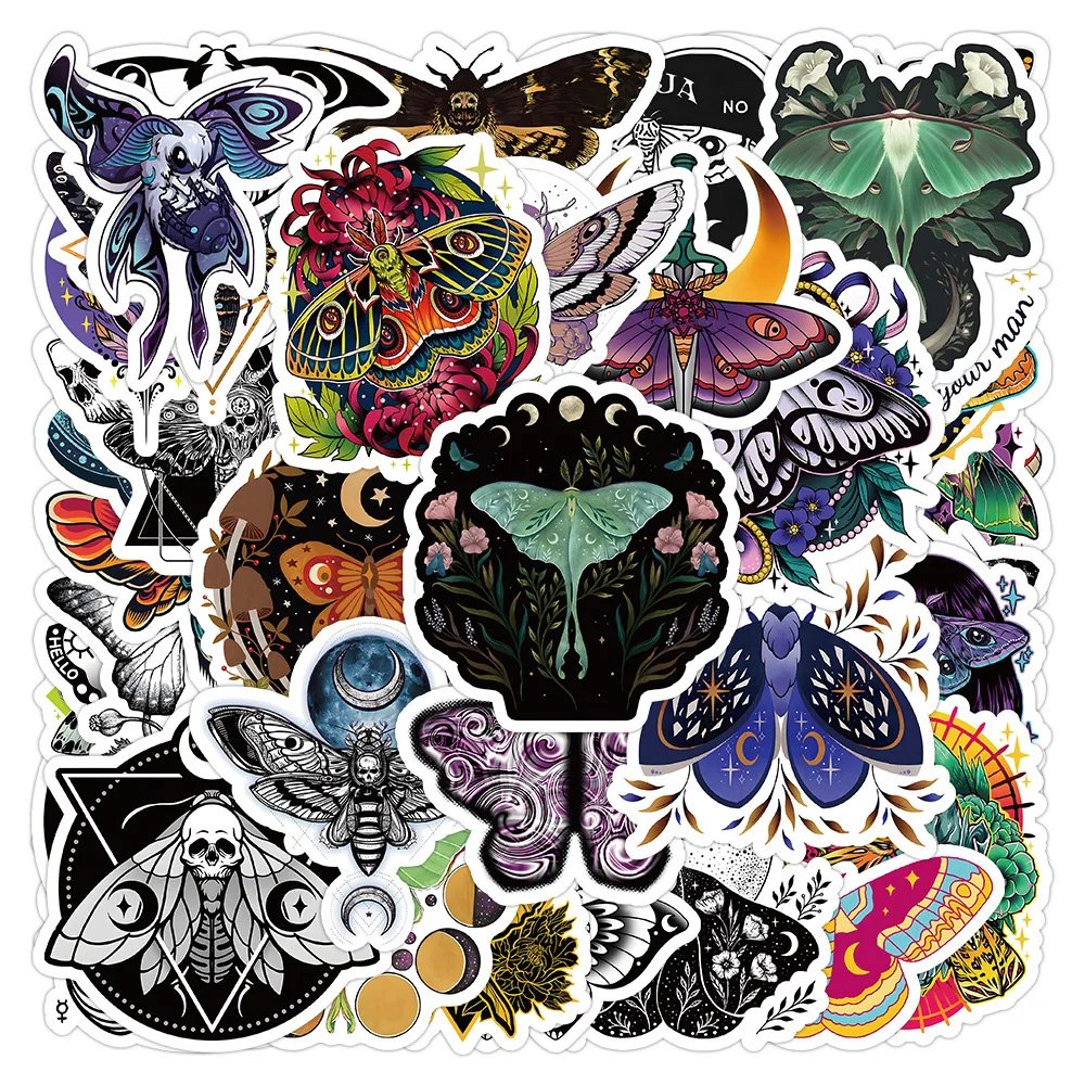 10/30/53PCS Dark Series Ghost Moth Horror Cartoon Sticker DIY Phone Laptop Luggage Skateboard Graffiti Decals Fun for Kid Toy 50pcs funny cartoon horror game garten of banban graffiti stickers for luggage guitar laptop phone waterproof vinyl decals