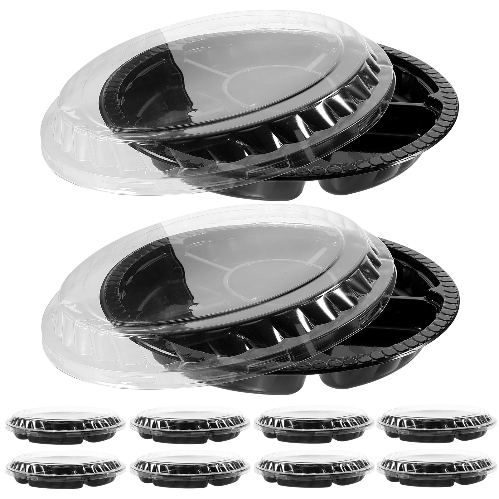 

Disposable Dinner Appetizer Tray with Lid Disposable Compartment Round Fruit Veggie Serving Tray