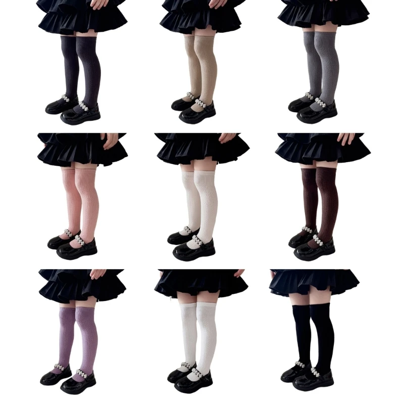 

Trendy Children's Knee High Stockings Anti Skid Long Tube Socks Soft Breathable Cotton Socks Solid for Various Occasion