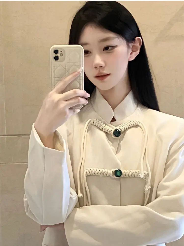 

2023 chinese traditional hanfu women autumn new tangsuits coat lady graceful long sleeve qipao coat graceful daily tangsuits top