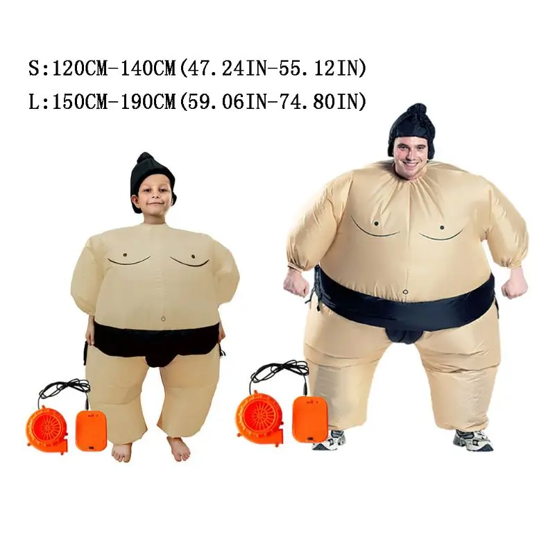 Funny parent-child entertainment Sumo Wrestler Costume Inflatable Suit Blow Up Outfit Cosplay Party Dress for Kid and Adult 6