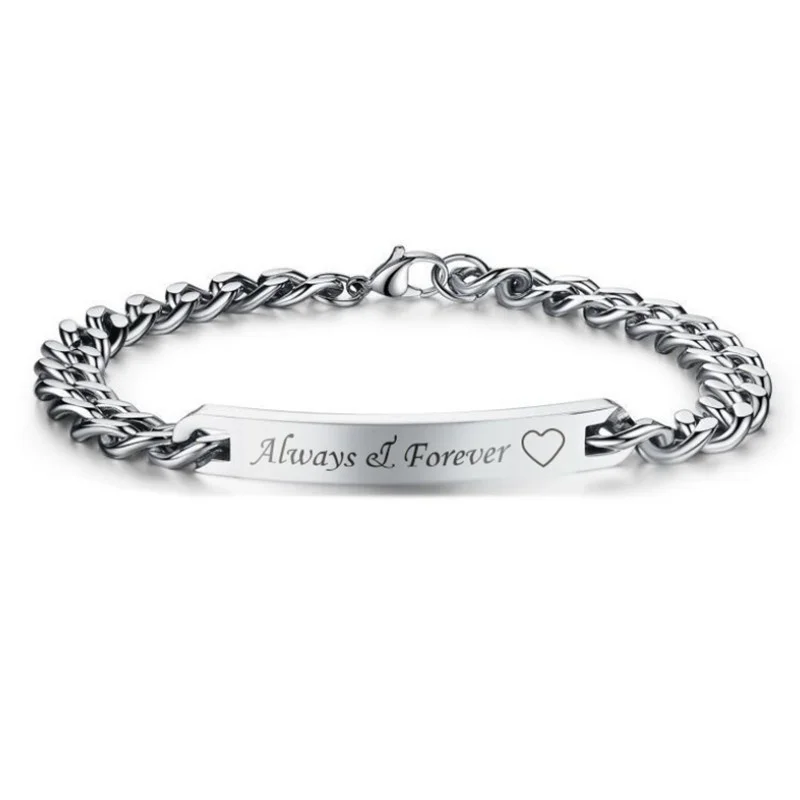 Фото Мужские браслеты из нержавеющей стали с гравировкой «Always Forever» №4