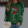 Merry Christmas Glass Snowflake Print Hoodies Round Neck Casual Loose Fit Pullover Tops Women Long Sleeve Autumn Sweatshirt 3
