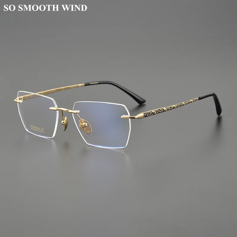 

Square Frameless Ultra-light Pure Titanium Glasses Frame Men Women Myopia Reading Eyewear Optical Prescription Rimless Eyeglass