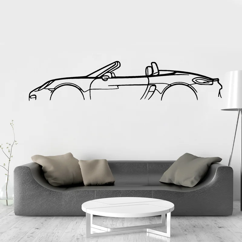 Car Outline Silhouette Decalcomania Della Parete Art Home Decor Per Camera Da Letto Garage Servizi Automobilistici Negozio Auto Riparazione Adesivo Mu