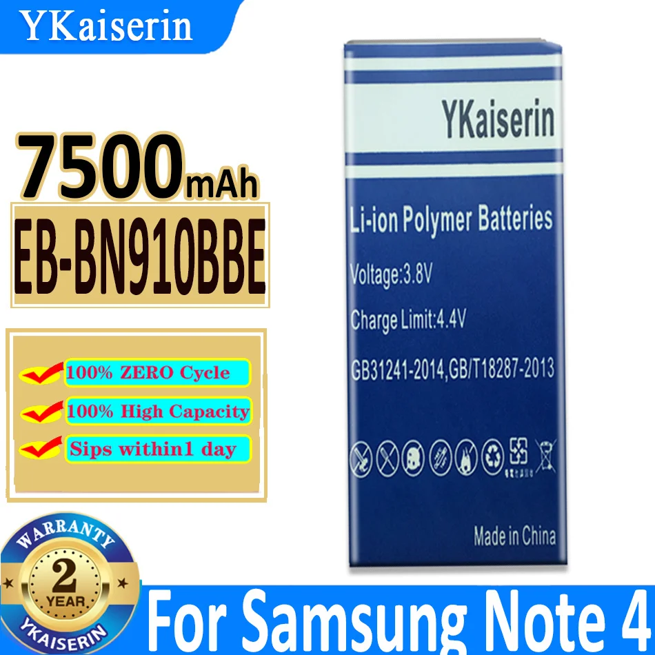 Ykaiserin Eb-Bn910Bbe Eb-Bn910Bbk Eb-Bn910Bbc Eb-Bn910Bbu 7500Mah Batteria Per Samsung Galaxy Note 4 N910 N910A/V/P No