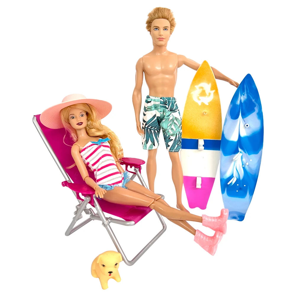 Summer Beach Swimwear for Barbie Clothes Doll Accessories Fashion Beach Surfboard Kayak Motorboat for Ken Doll Toy