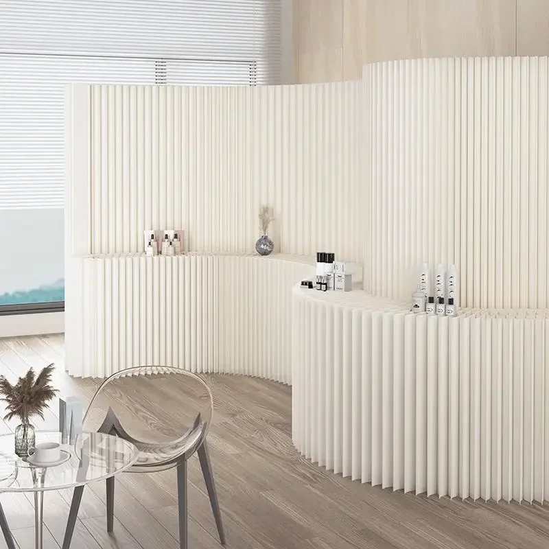 Customizable Home Decor White Brown Folding Organ Paper Wall Removable Screens & Room Dividers For Office Porch Partition