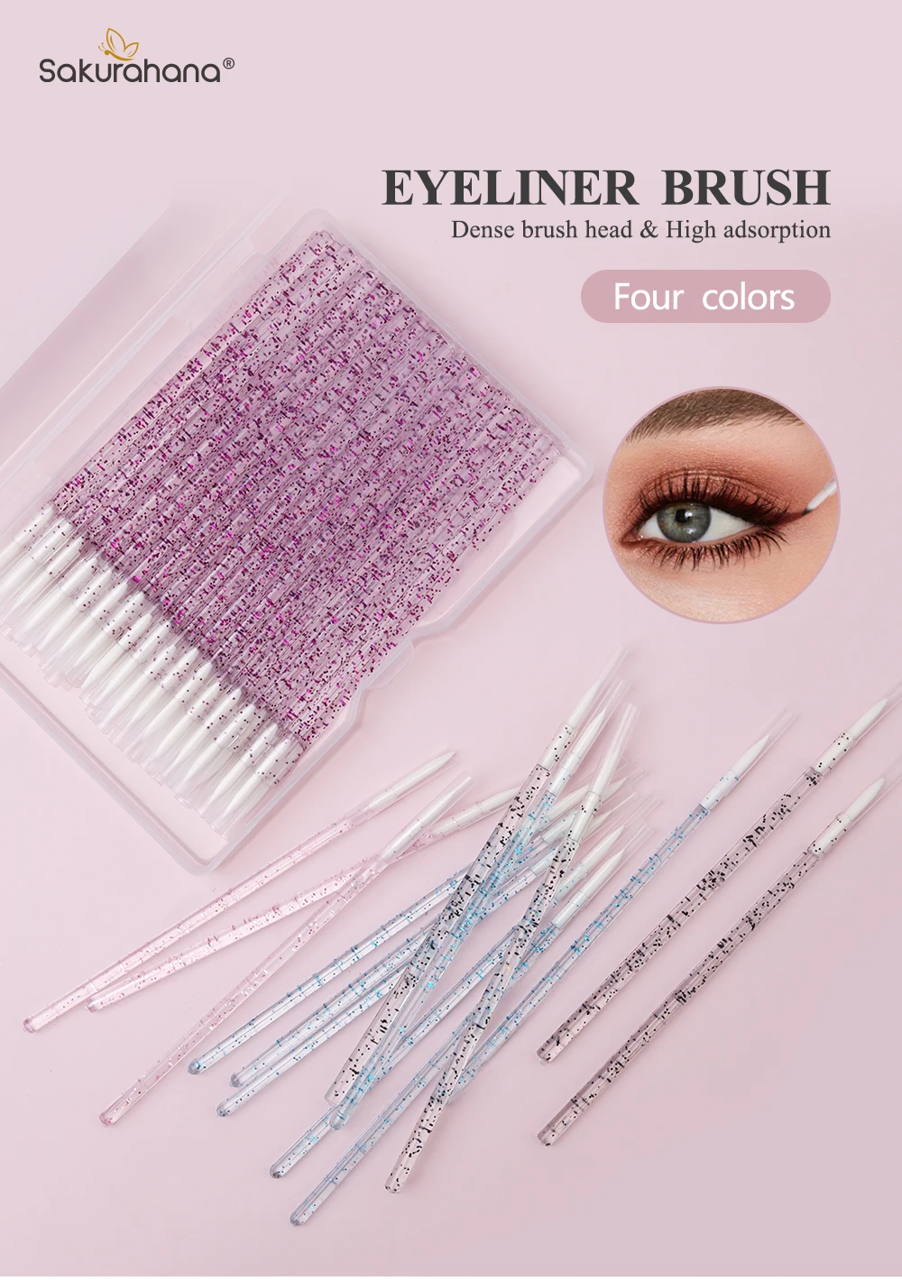 SAKURAHANA Kristall-Eyeliner-Bürsten für Wimpernverlängerung, individuelle Wimpernreinigungsbürsten, Lippenbürste, Mascara-Applikator-Werkzeuge – Detail 1