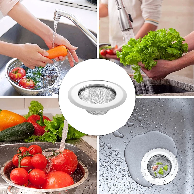 1PCS Kitchen Sink Filter Stainless Steel Mesh Sink Strainer Filter Bathroom Strainer Drain Hole Trap Waste Screen