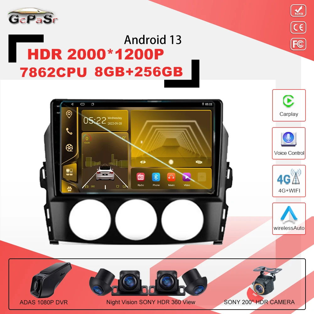 

Carplay Auto Android 13 Car Radio Player For Mazda MX-5 MX5 MX 5 NC 2005-2015 Carplay Car Multimedia WIFI7862CPU IPS Screen