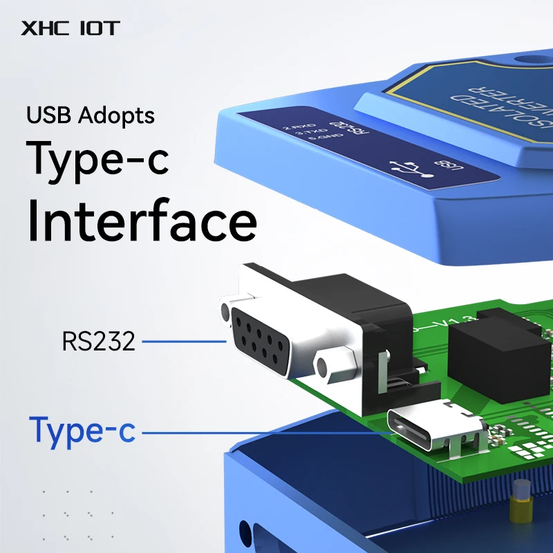 FT232RL 광 절연 산업용 컨버터, USB to RS485, RS232, TTL 컨버터, XHCIOT E810-U15, C타입 인터페이스, DC4.5 5.5V