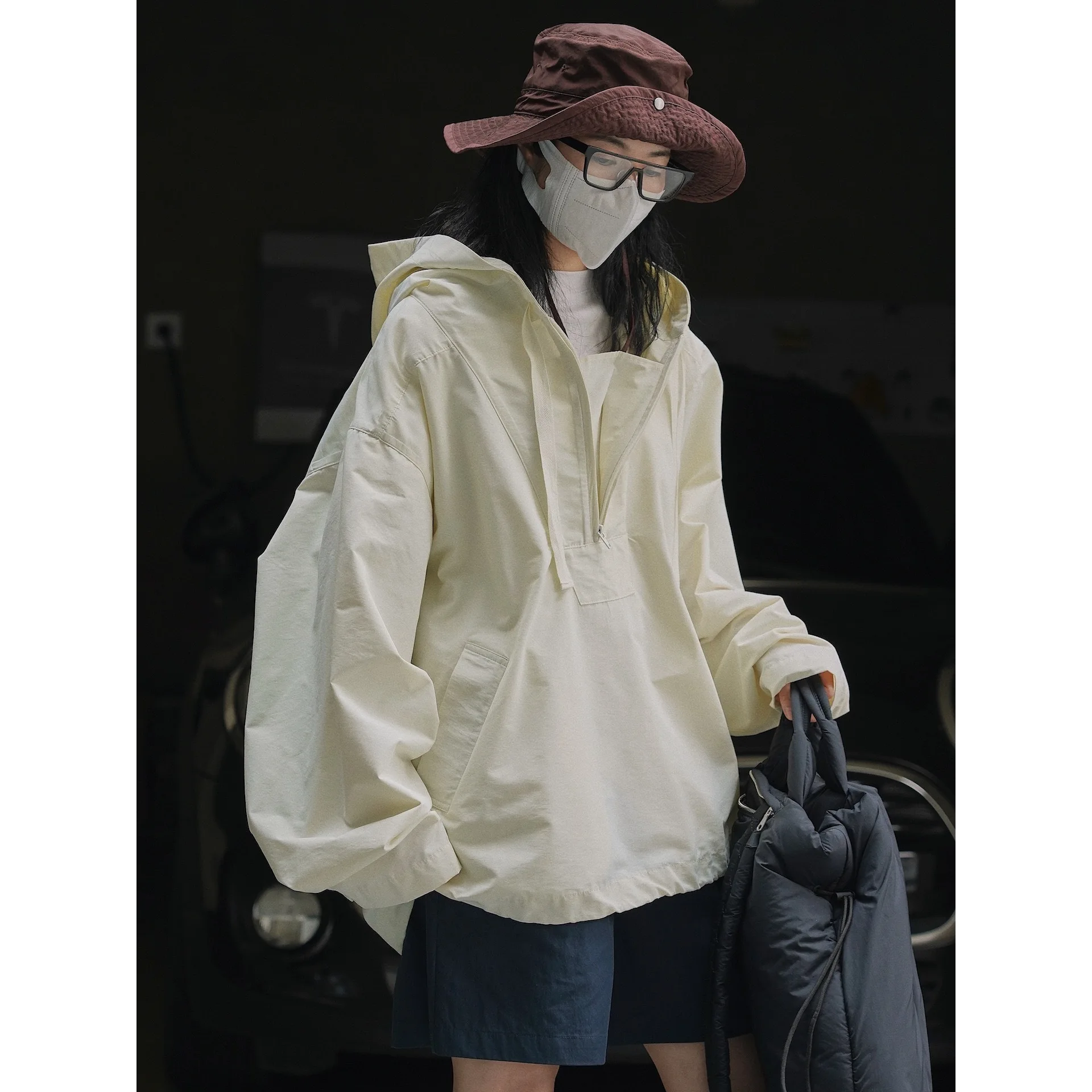 

Outdoor Hooded Jacket for Women, Slimming Contour, Windproof, Loose, Breathable, Korean Version, Leisure Coat, Spring and Autumn