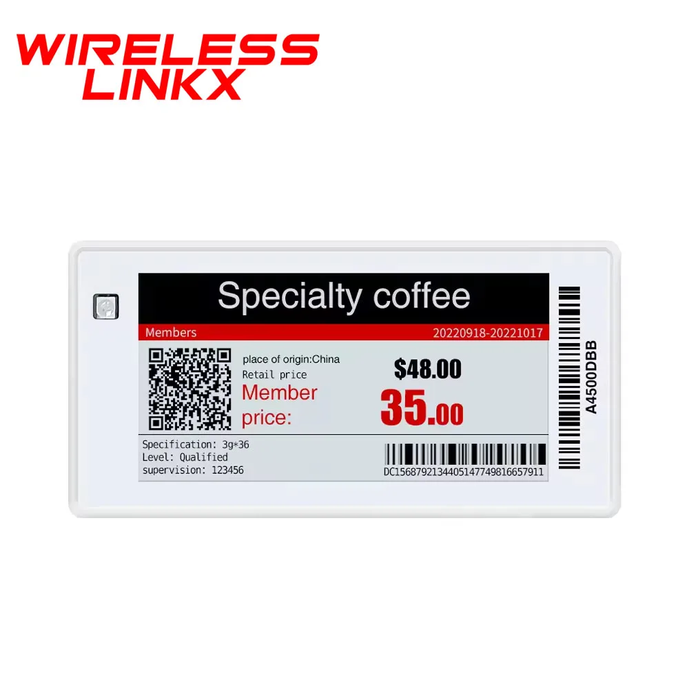 

ESL electronic supermarket shelf labels displayed on a 2.66-inch ink screen
