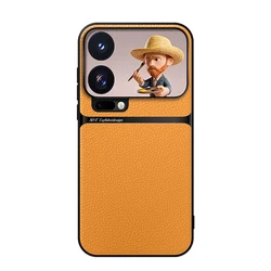 Magnetic Ultra - Thin PU Leather Phone Case with Camera Protection for Xiaomi 18 Pro (Yellow)