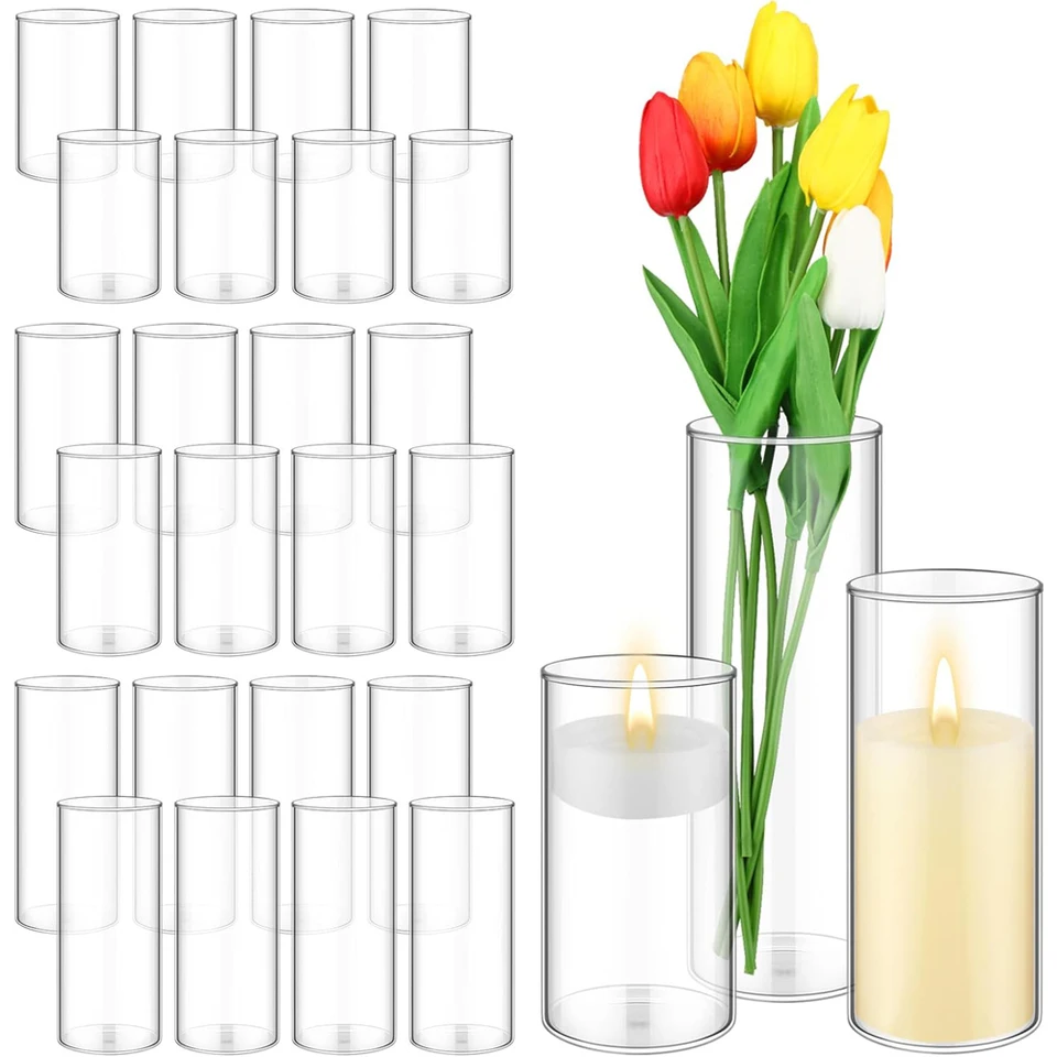 Glass Cylinder Vases 4 6 8 Inch Tall Clear Flower Vase Hurricane Floating  Candle Holder for Table Centerpiece Wedding Home Decor - AliExpress, image size:960x960