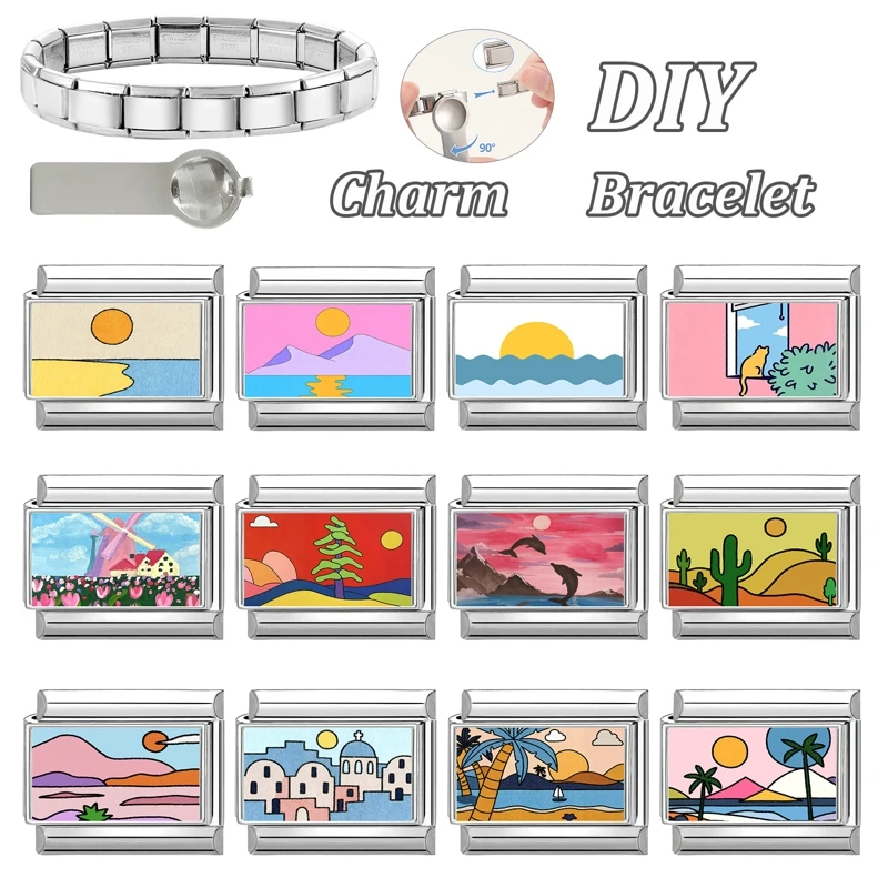 DIY Fashion Jewelry Charm Bracelet Link Stainless Steel Accessories