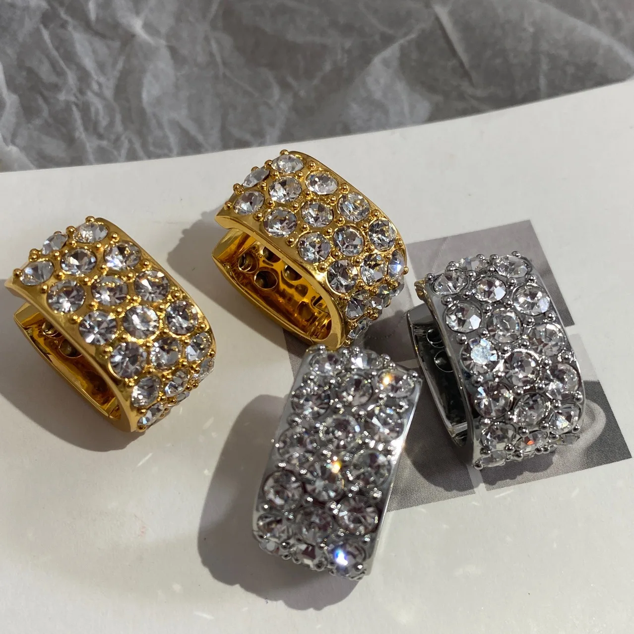 Brass With 18K AAA Zircon Full Crystal Hoop Earrings Punk Party Gown Runway rare Boucle d'oreille Korean Japan Style Fashion