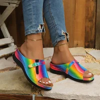 Sandales compensées d'été pour femmes, à bout ouvert, décontractées et élégantes, mules confortables et chics 3