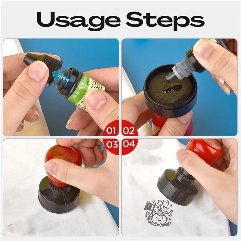 Textile clothes ink 5ml blue red black for students kids name stamp printing on clothing