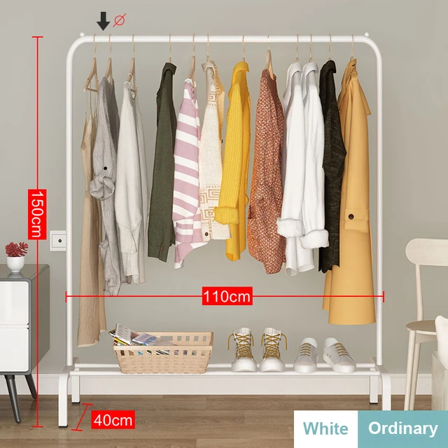 Garment Rack Free-standing Clothes Rack with Top Rod,Coat Rack Clothes, Hanger Wardrobe ,Clothes for Rack Lower Storage White 110cm(39.3IN)