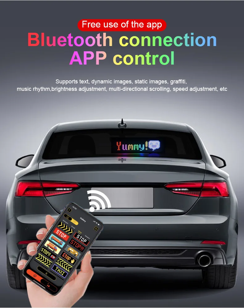 Description Picture 5 of itemUSB LED Matrix Pixel Panel With App Control 5V Flexible Scrolling Bright Advertising LED Signs RGB Pattern Car Animation Display