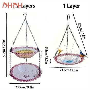 New Bird Flower Shaped Hanging Bird Feeder Birdbath For Garden Yard Farm Supplies Hummingbird Feeder Supplies Birdbath Bird Bath - Image 2