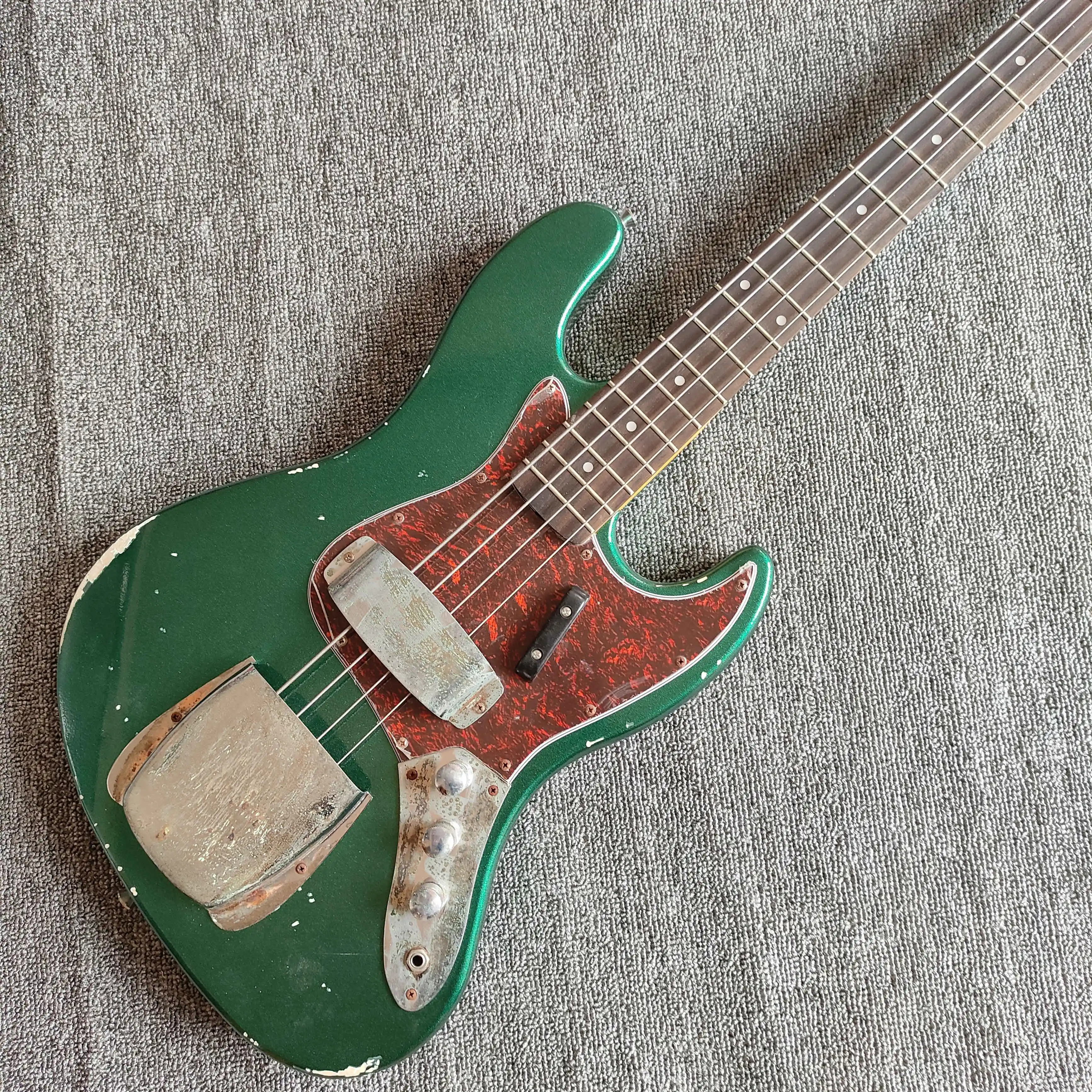 

Brand New High Quality Rosewood Fingerboard 6 Strings Green Vintage Finish Bass Electric Guitar in stock